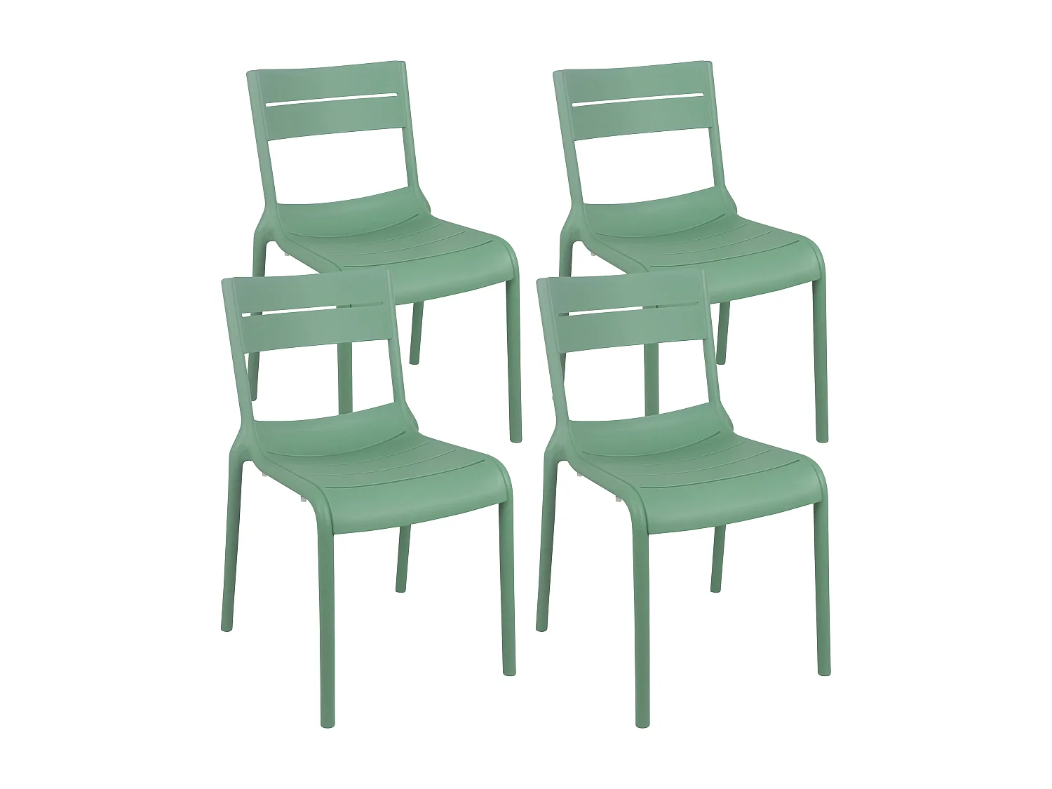 Lot de 4 chaises de terrasse en plastique vert sauge