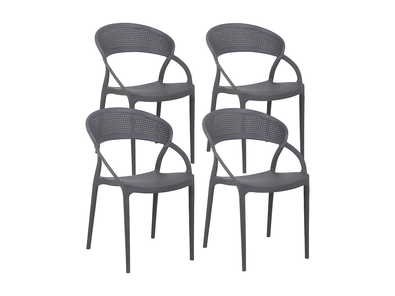 Lot de 4 chaises de terrasse grises