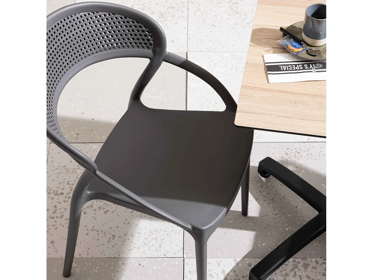 Lot de 4 chaises de terrasse grises