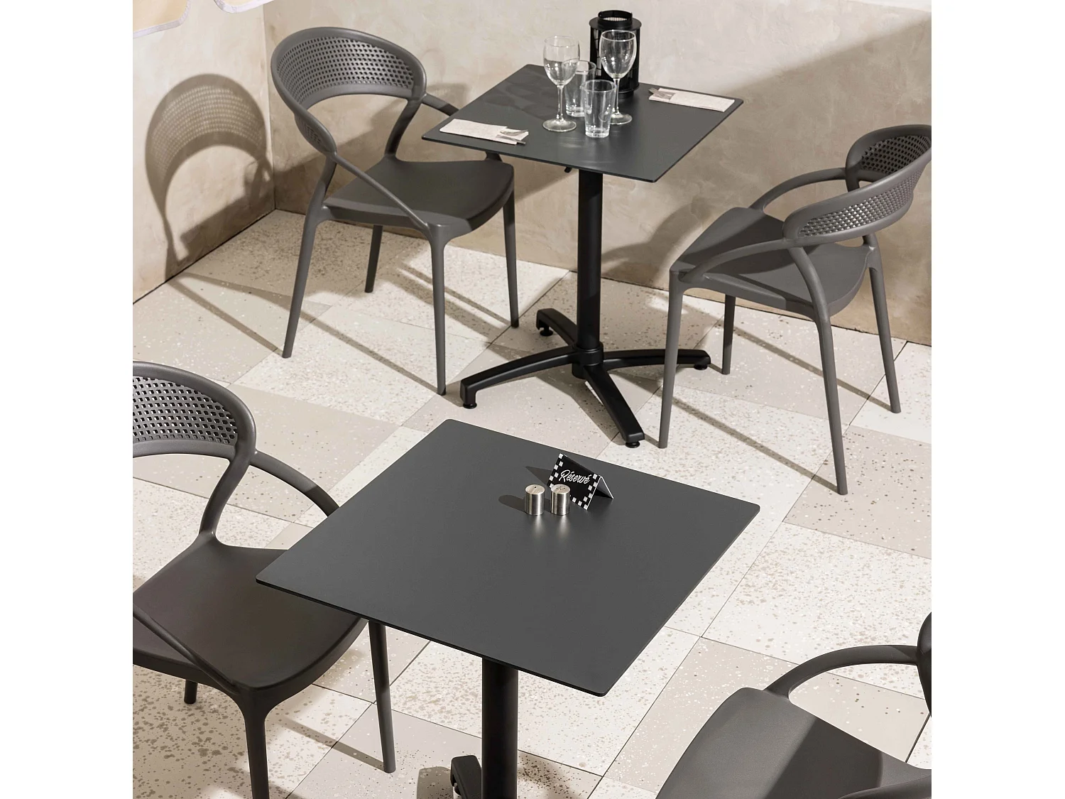 Lot de 4 chaises de terrasse grises