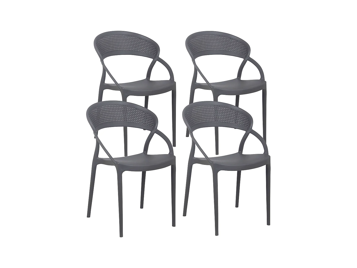 Lot de 4 chaises de terrasse grises