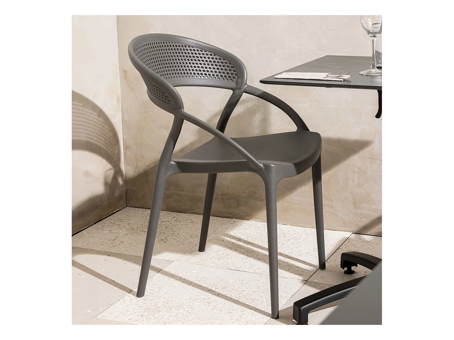 Lot de 4 chaises de terrasse grises