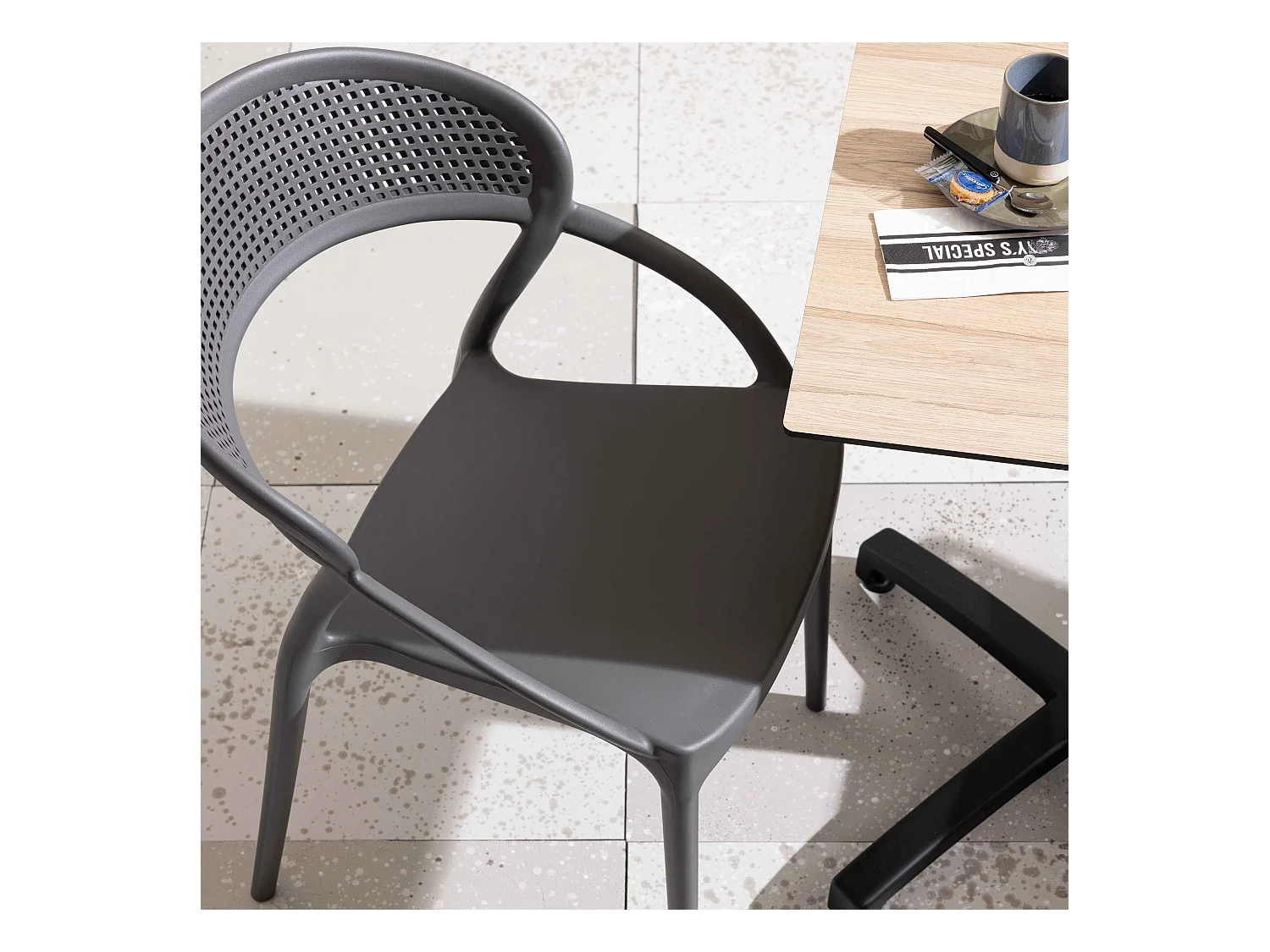 Lot de 4 chaises de terrasse grises