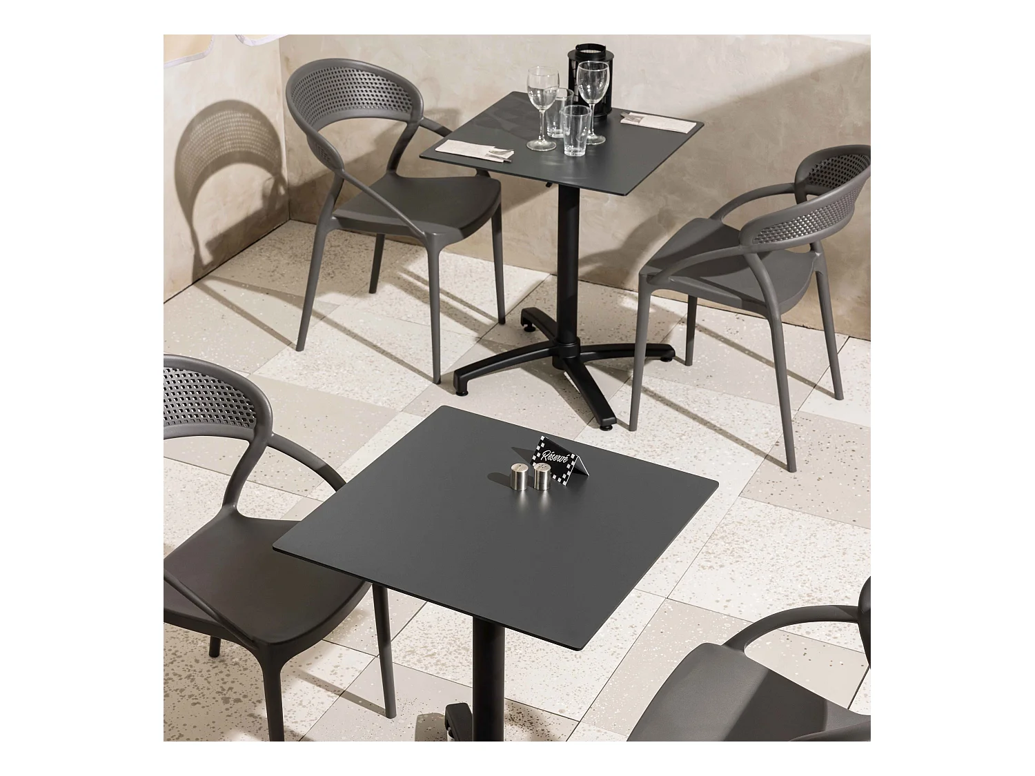 Lot de 4 chaises de terrasse grises