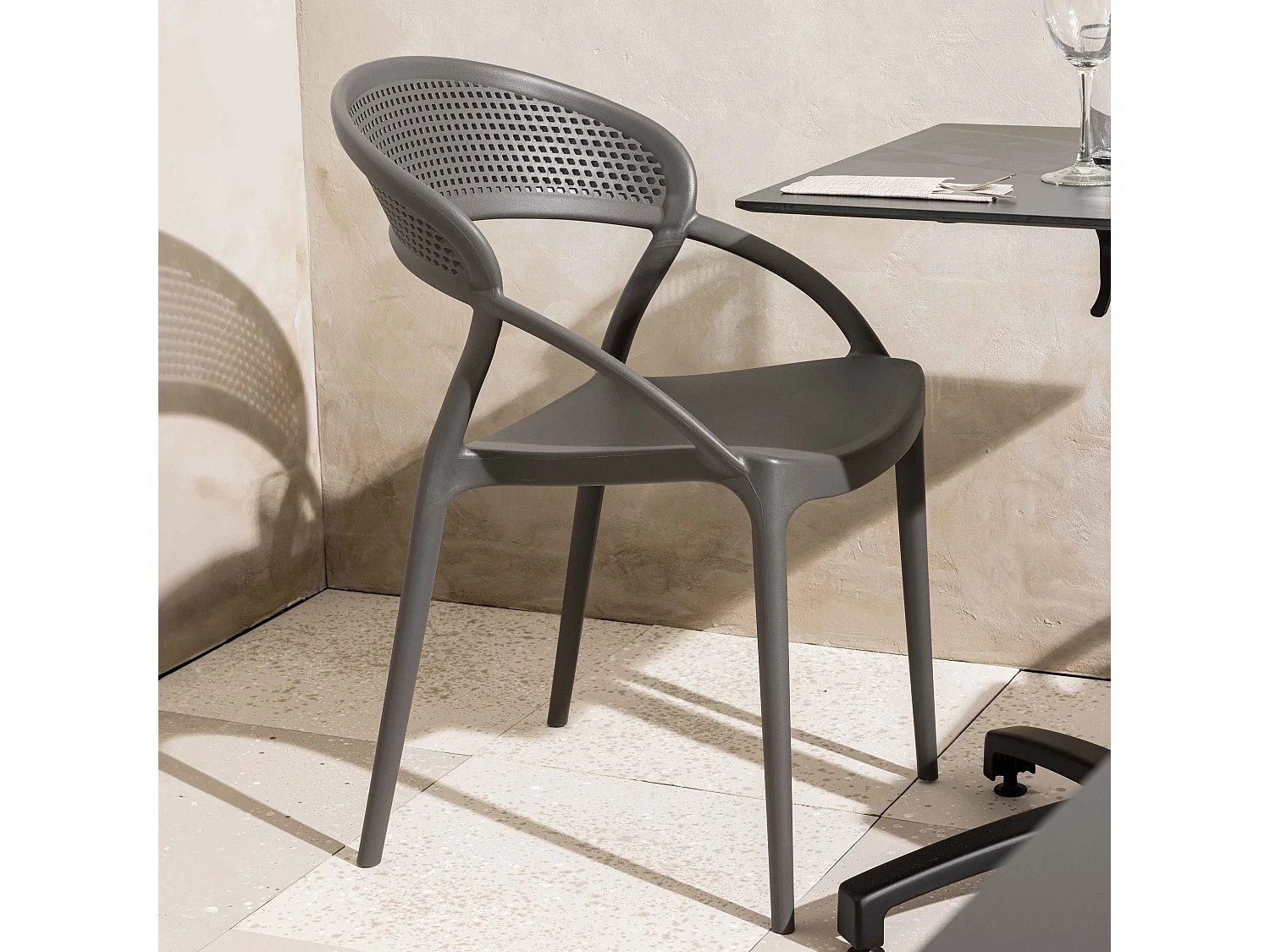 Lot de 4 chaises de terrasse grises