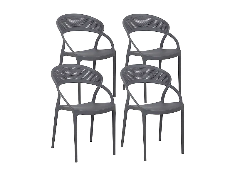 Lot de 4 chaises de terrasse grises
