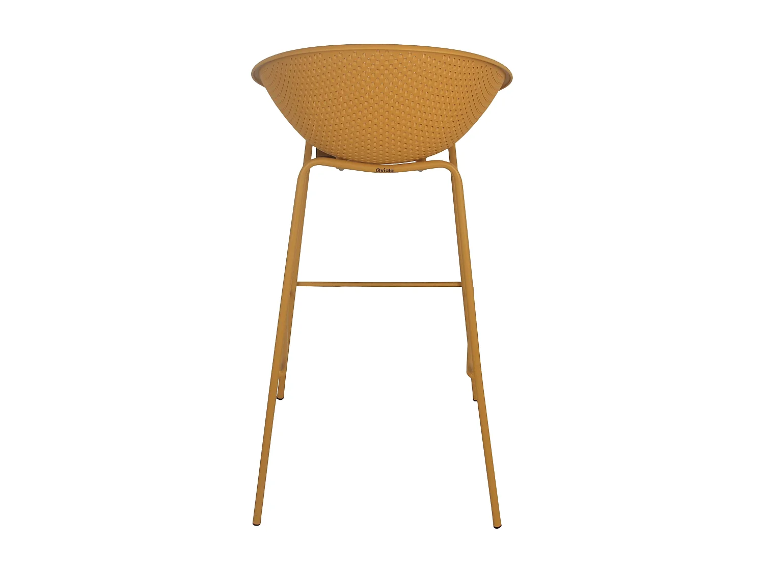 Lot de 4 chaises hautes de terrasse en plastique jaune moutarde