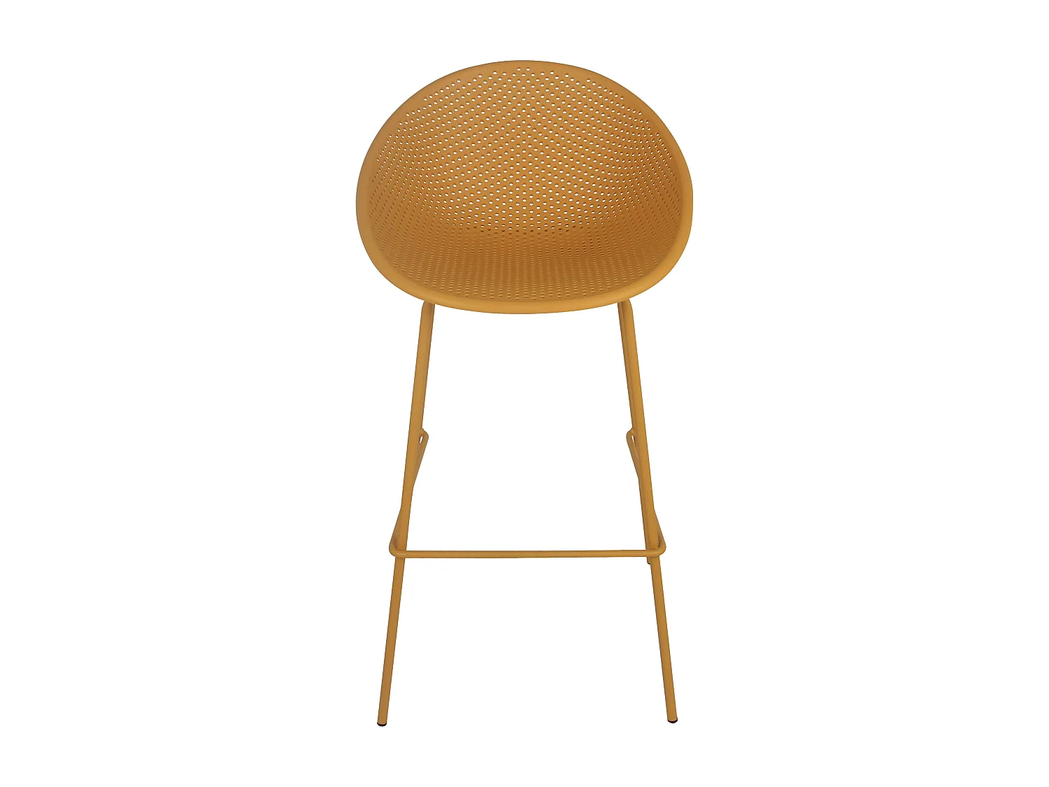 Lot de 4 chaises hautes de terrasse en plastique jaune moutarde