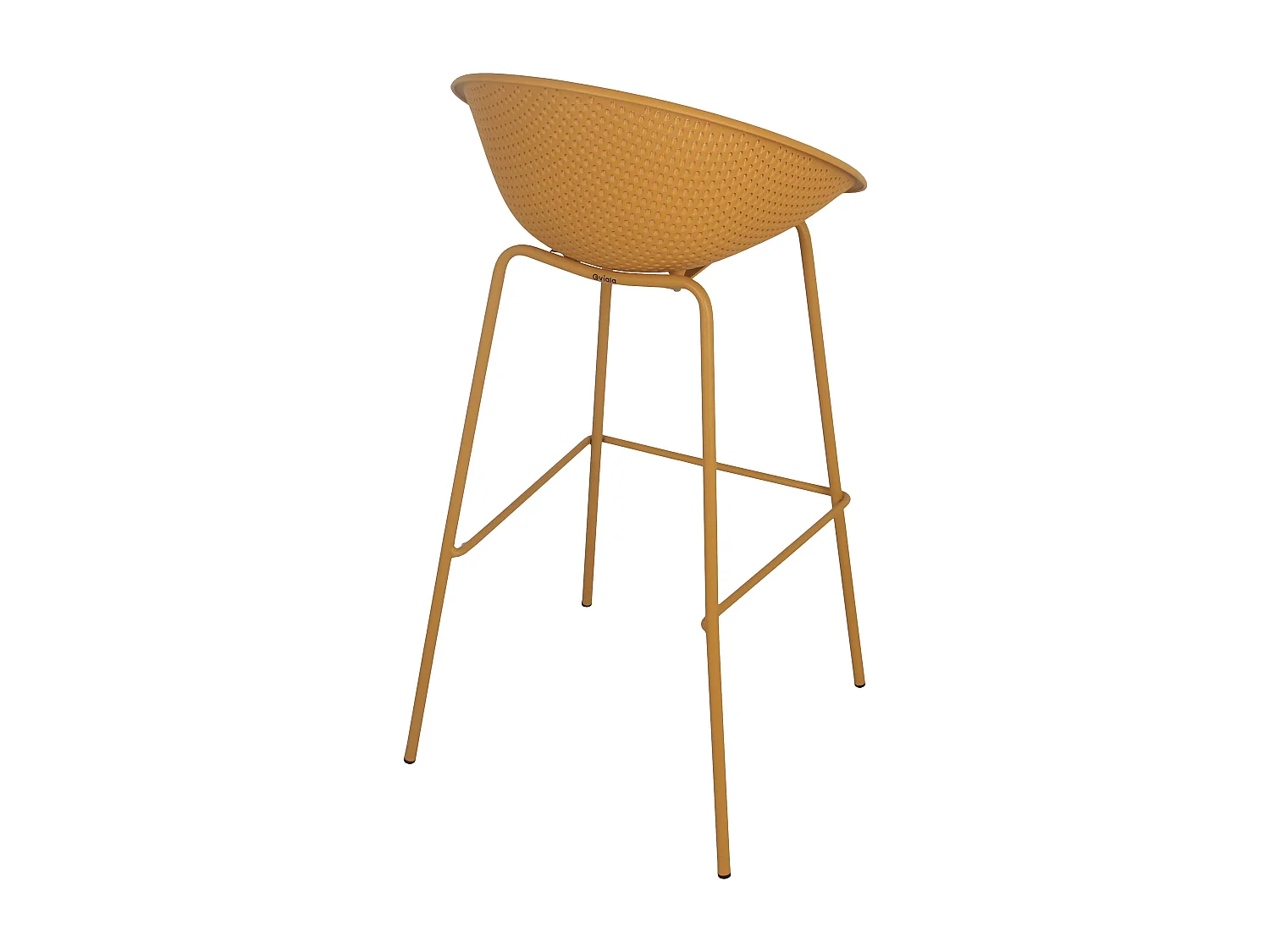 Lot de 4 chaises hautes de terrasse en plastique jaune moutarde