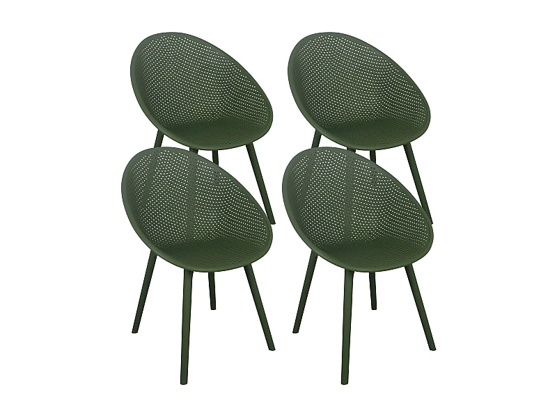 Set van 4 olijfgroene kunststof terrasstoelen