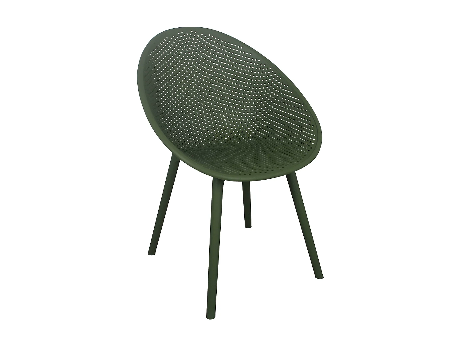 Lot de 4 chaises de terrasse en plastique vert olive