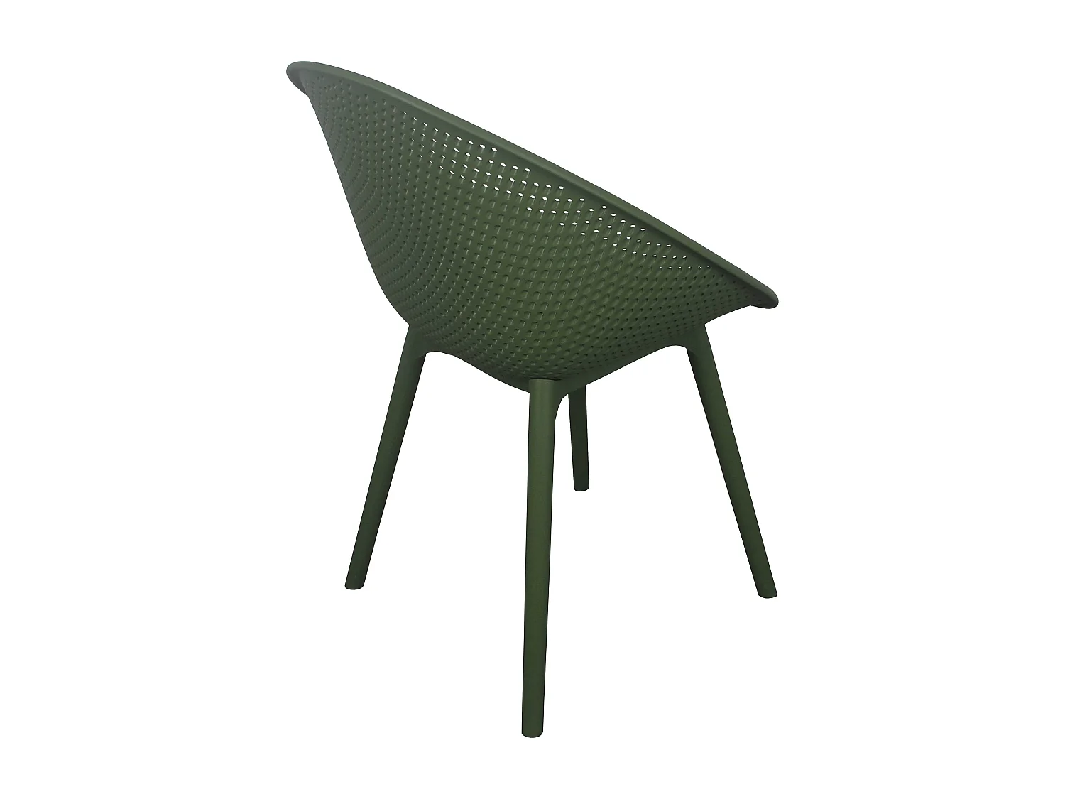 Lot de 4 chaises de terrasse en plastique vert olive