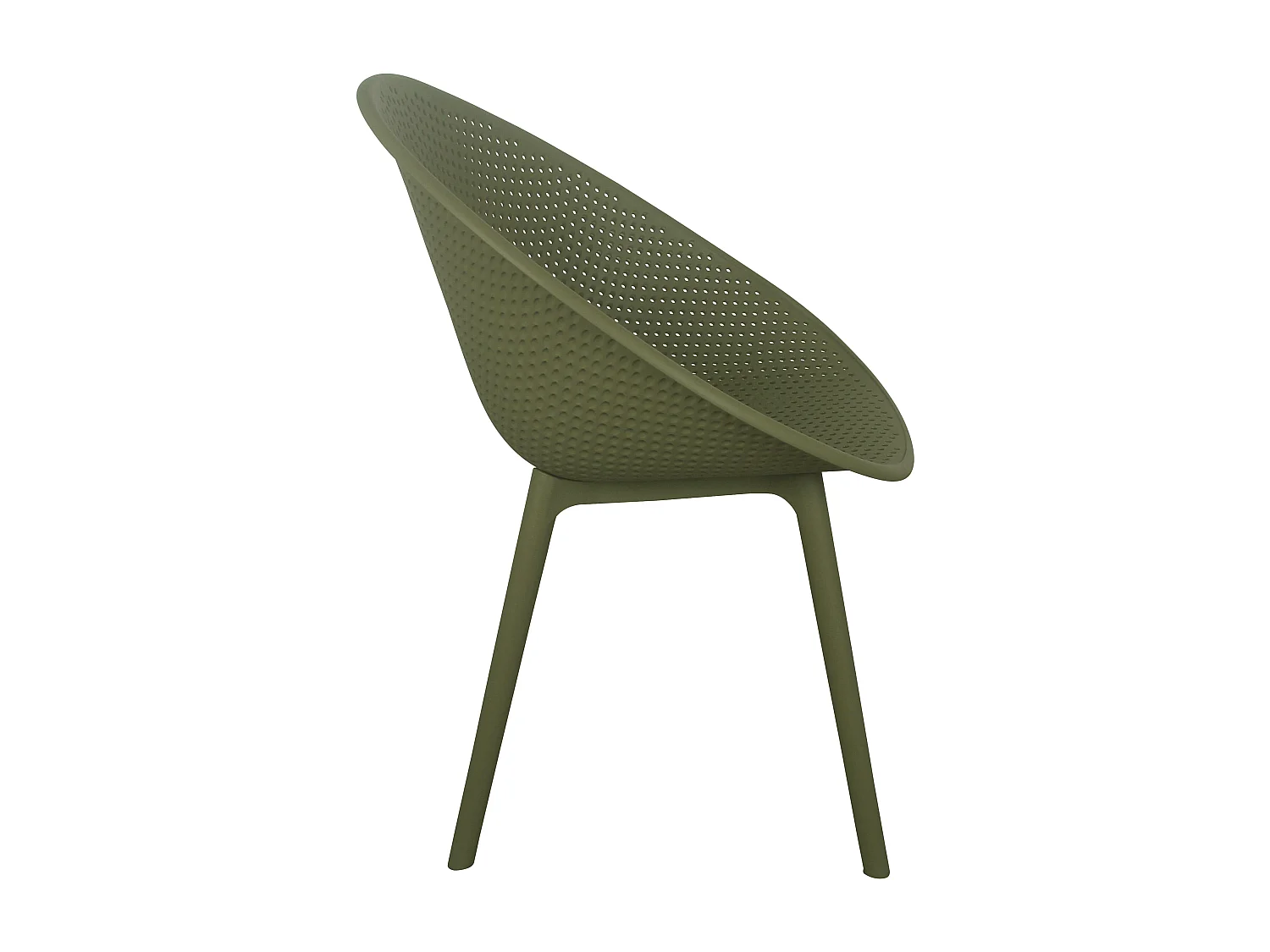 Lot de 4 chaises de terrasse en plastique vert olive