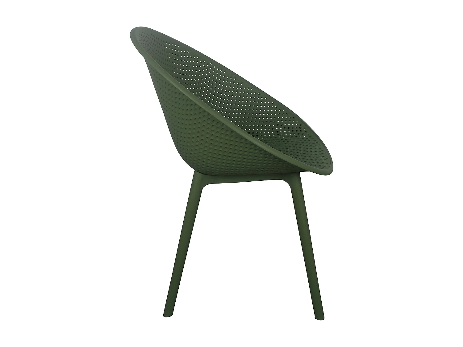 Set van 4 olijfgroene kunststof terrasstoelen