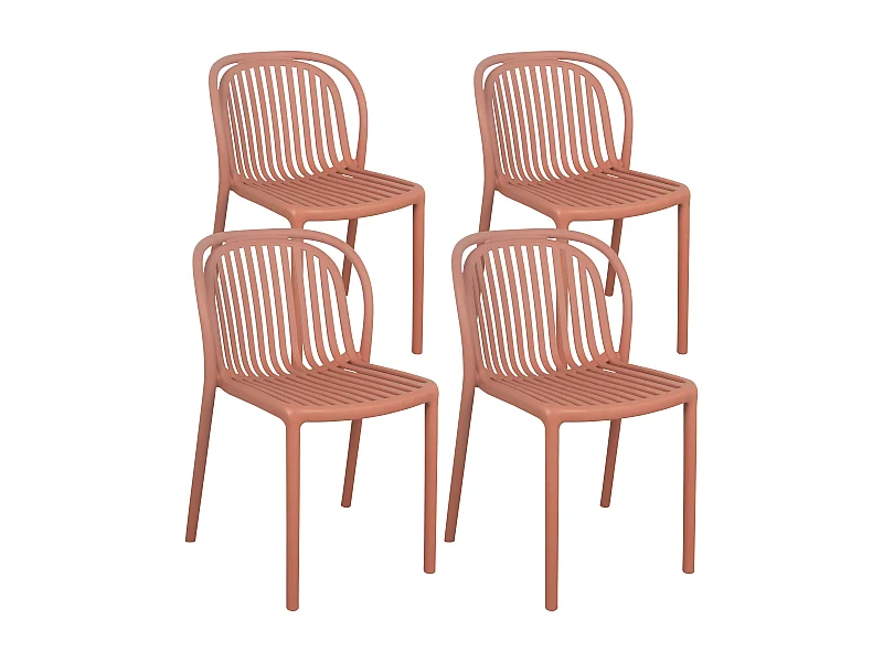 Lot de 4 chaises de terrasse en plastique terracotta
