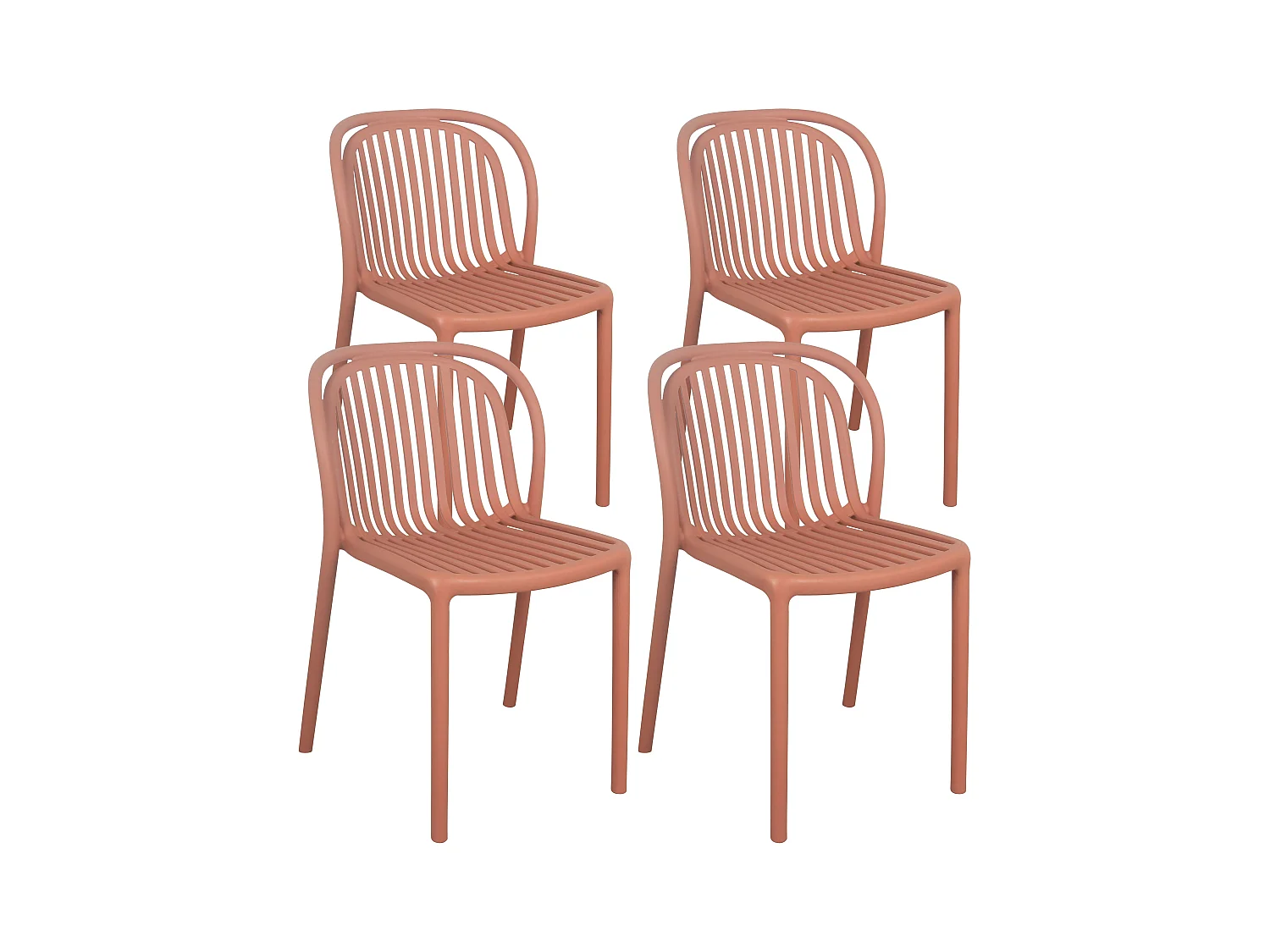 Lot de 4 chaises de terrasse en plastique terracotta