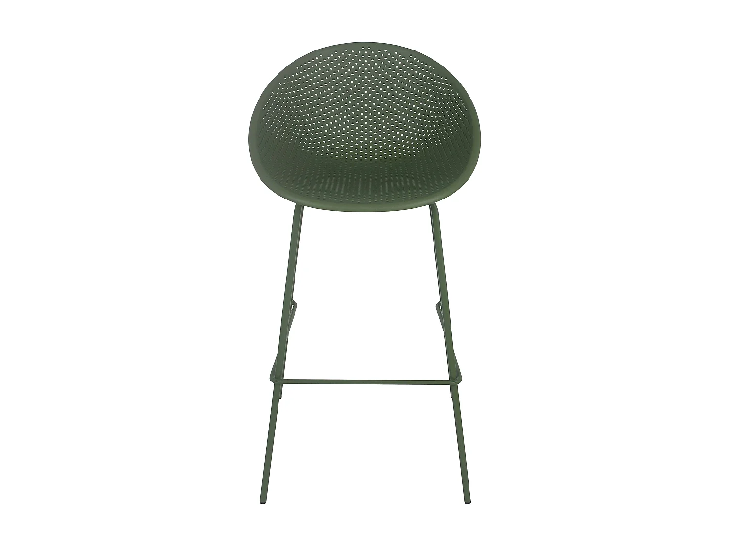 Lot de 4 chaises hautes de terrasse en plastique vert olive