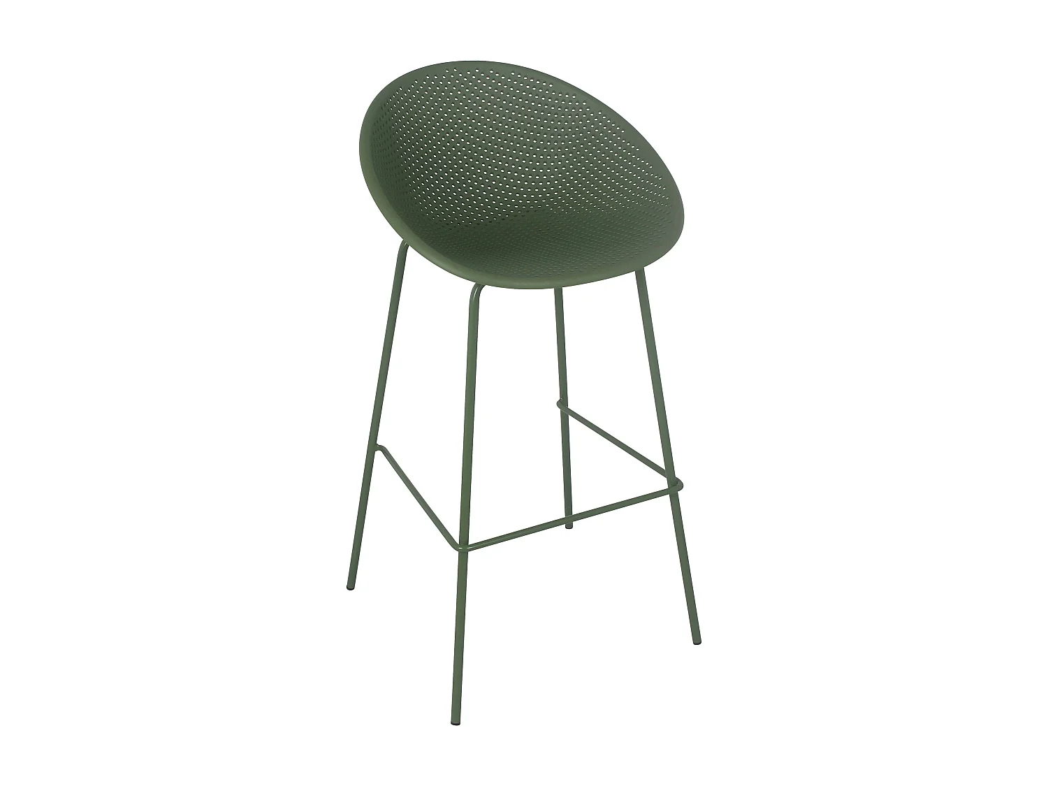 Lot de 4 chaises hautes de terrasse en plastique vert olive