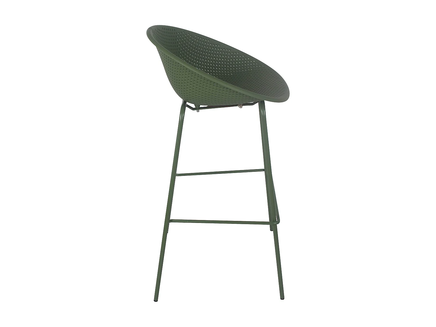 Lot de 4 chaises hautes de terrasse en plastique vert olive