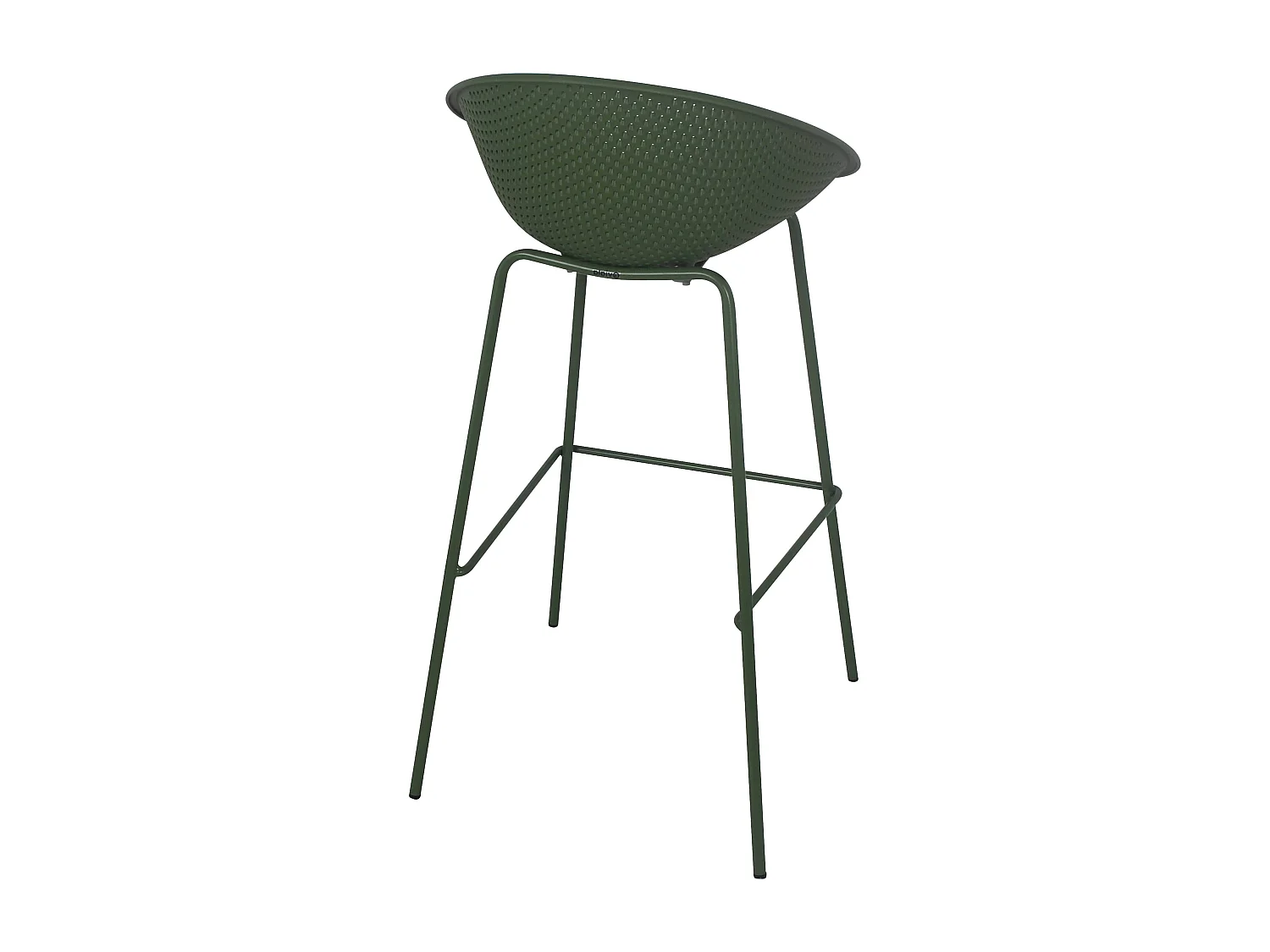 Lot de 4 chaises hautes de terrasse en plastique vert olive