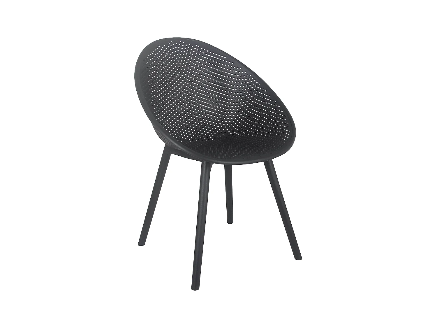 Lot de 4 chaises de terrasse en plastique noires