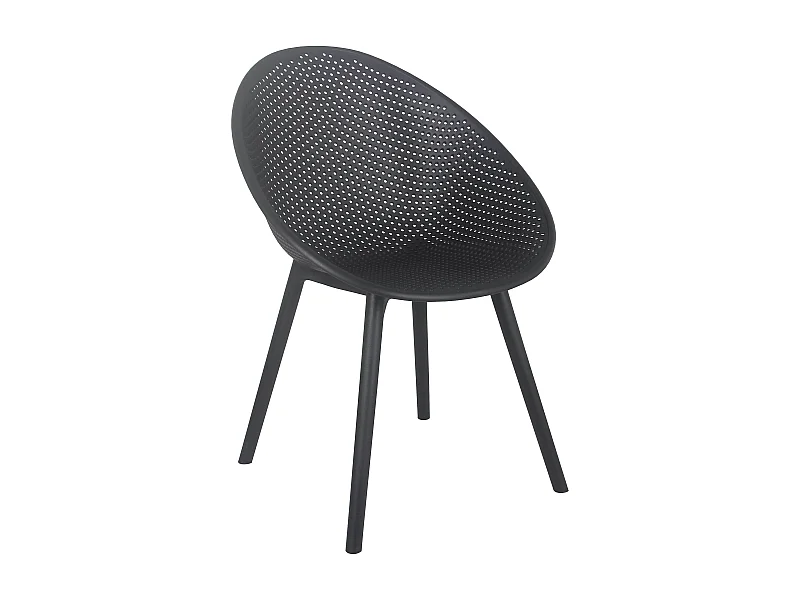 Set van 4 zwarte kunststof terrasstoelen