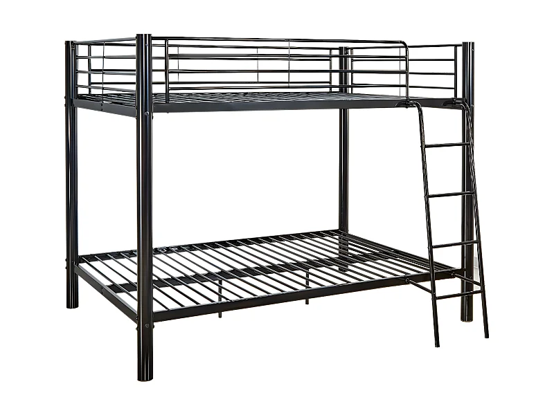 Beliche de Casal 135cm Metal Preto + 2 Colchões Básicos de 18cm