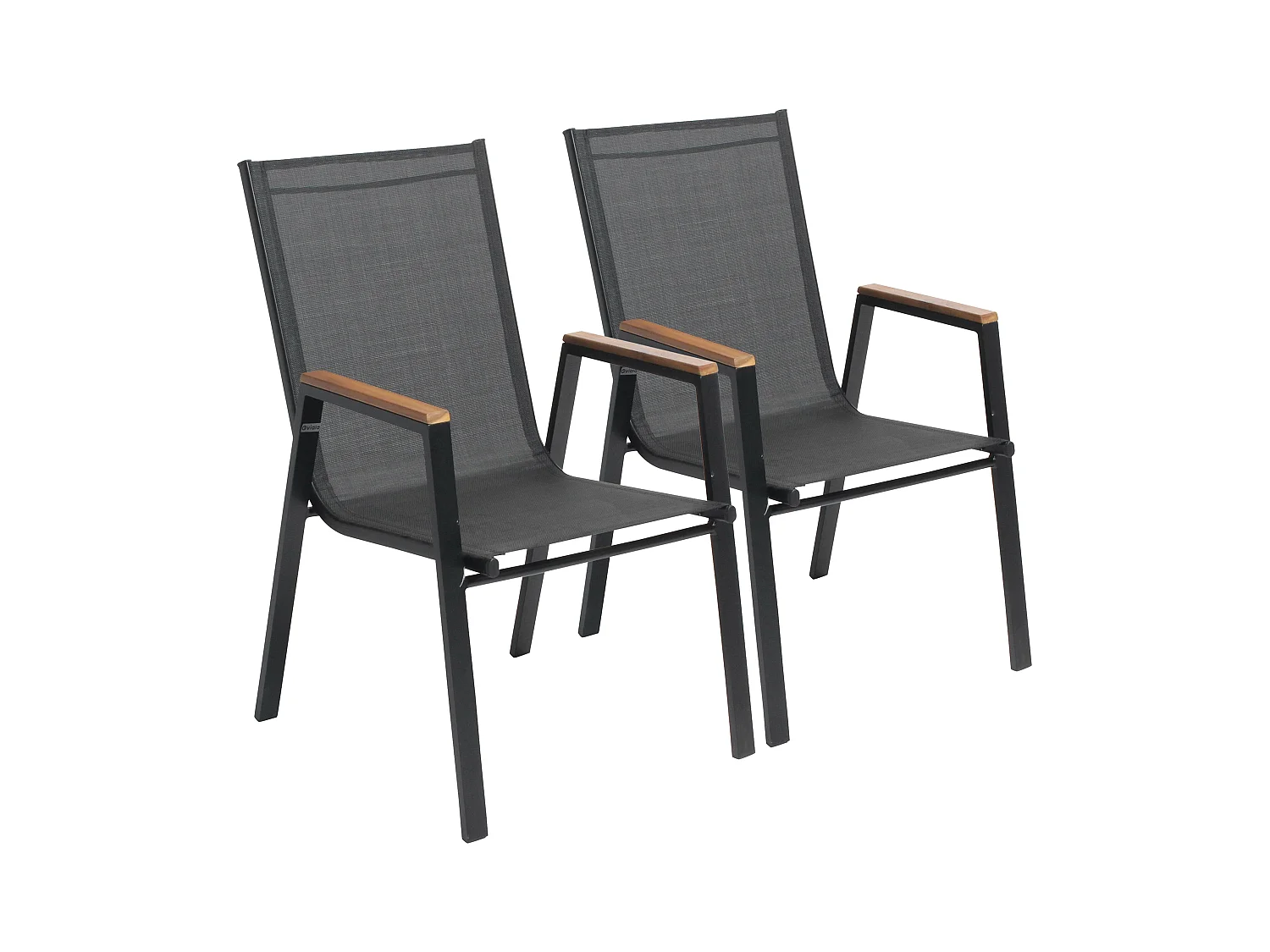 Lot de deux fauteuils de jardin en aluminium et bois