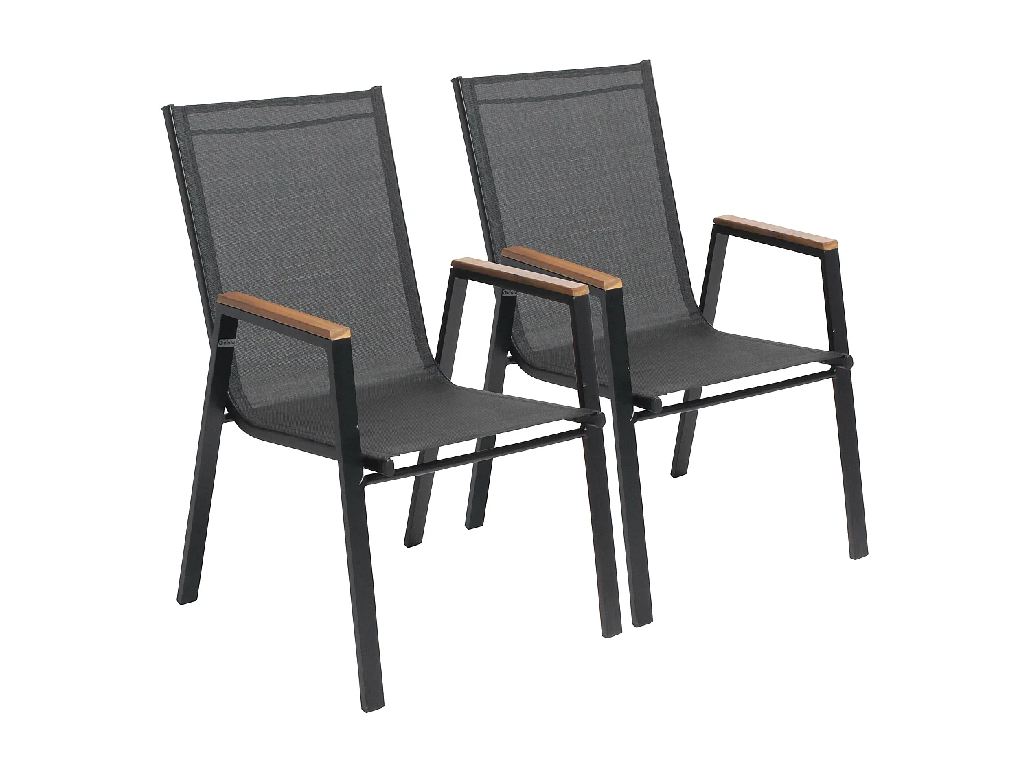 Lot de deux fauteuils de jardin en aluminium et bois