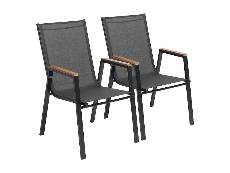 Lot de deux fauteuils de jardin en aluminium et bois