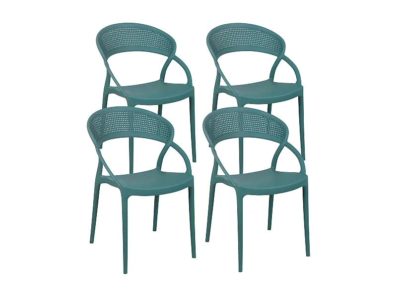 Lot de 4 chaises de terrasse vert foncé