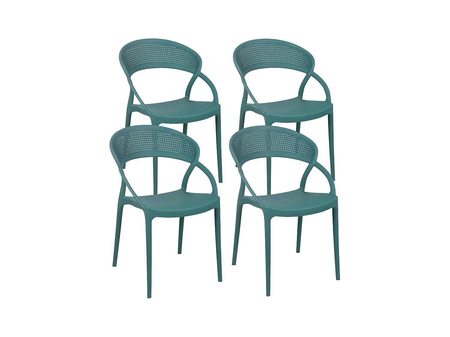 Lot de 4 chaises de terrasse vert foncé