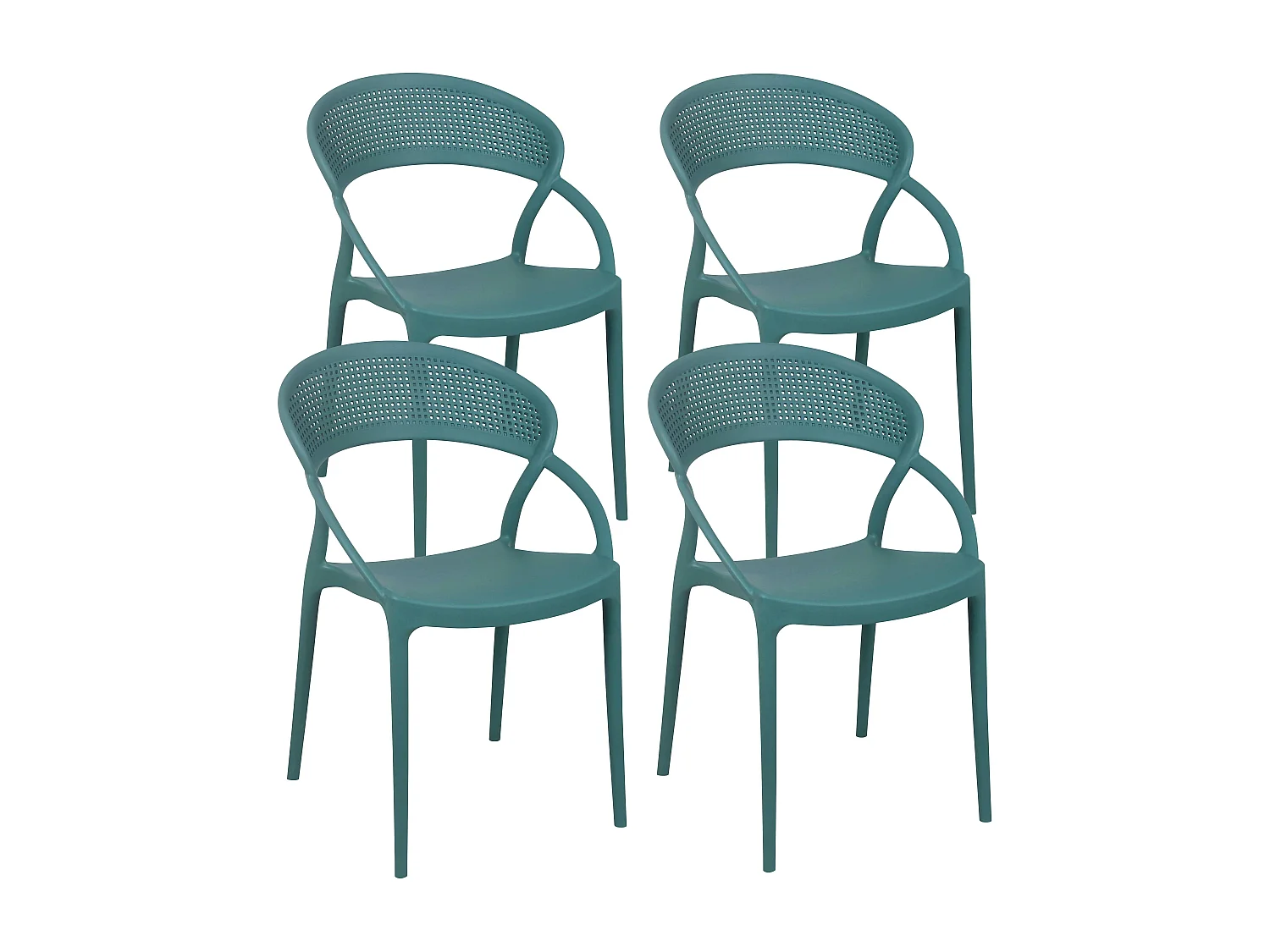 Lot de 4 chaises de terrasse vert foncé