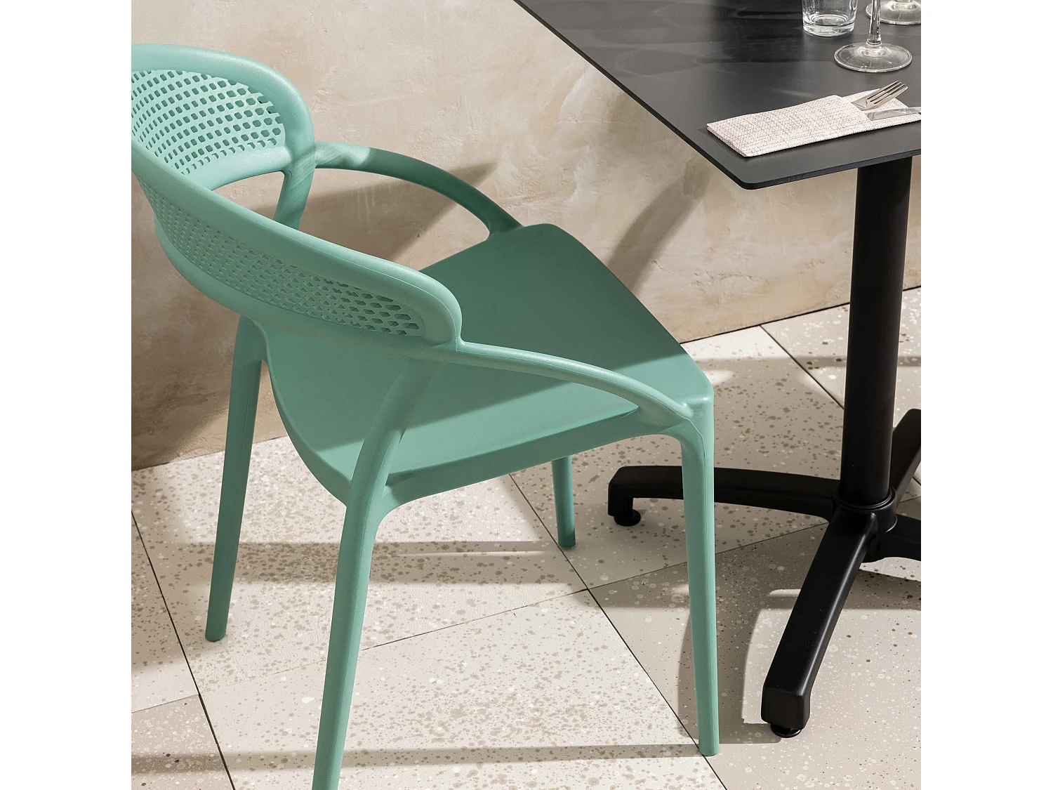 Lot de 4 chaises de terrasse vert foncé