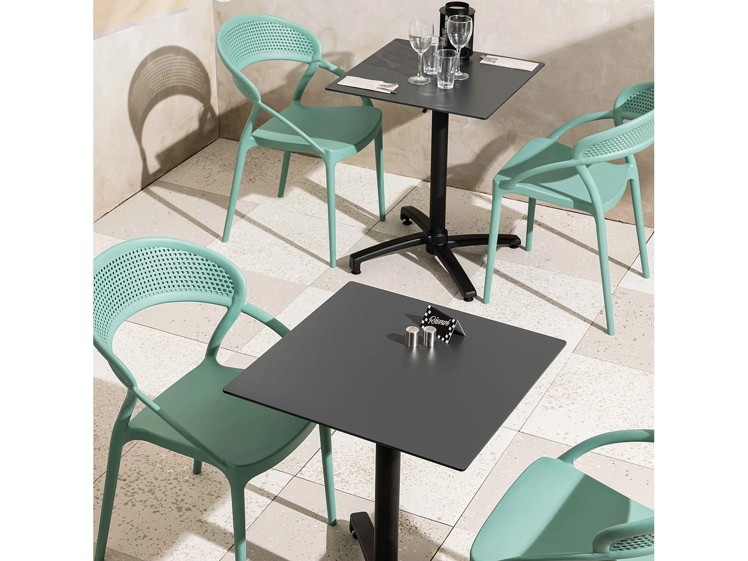 Lot de 4 chaises de terrasse vert foncé