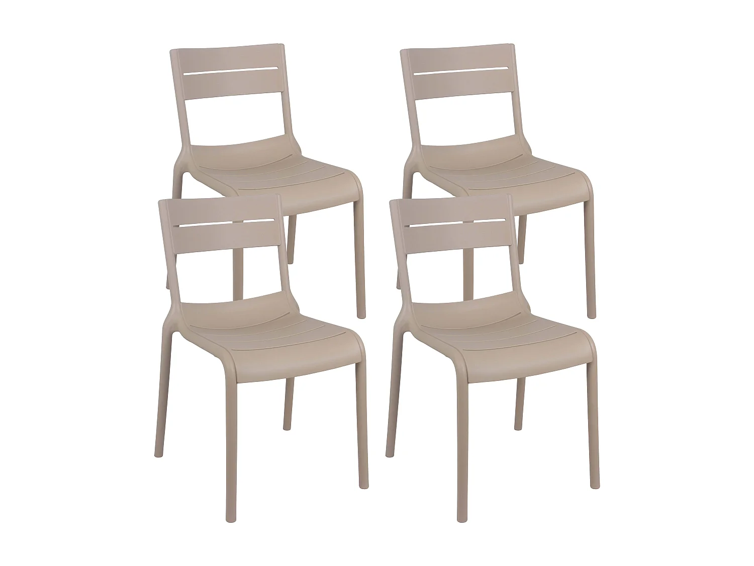 Lot de 4 chaises de terrasse en plastique beige
