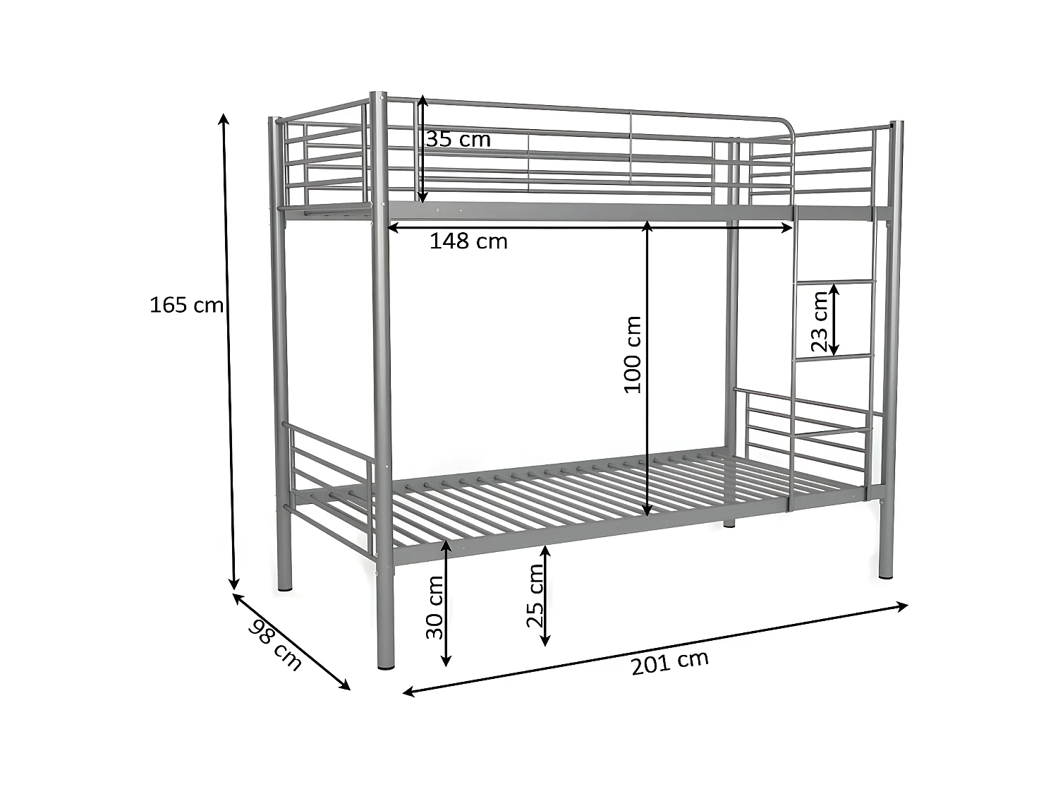 Beliche Duplo 90cm Metal Branco