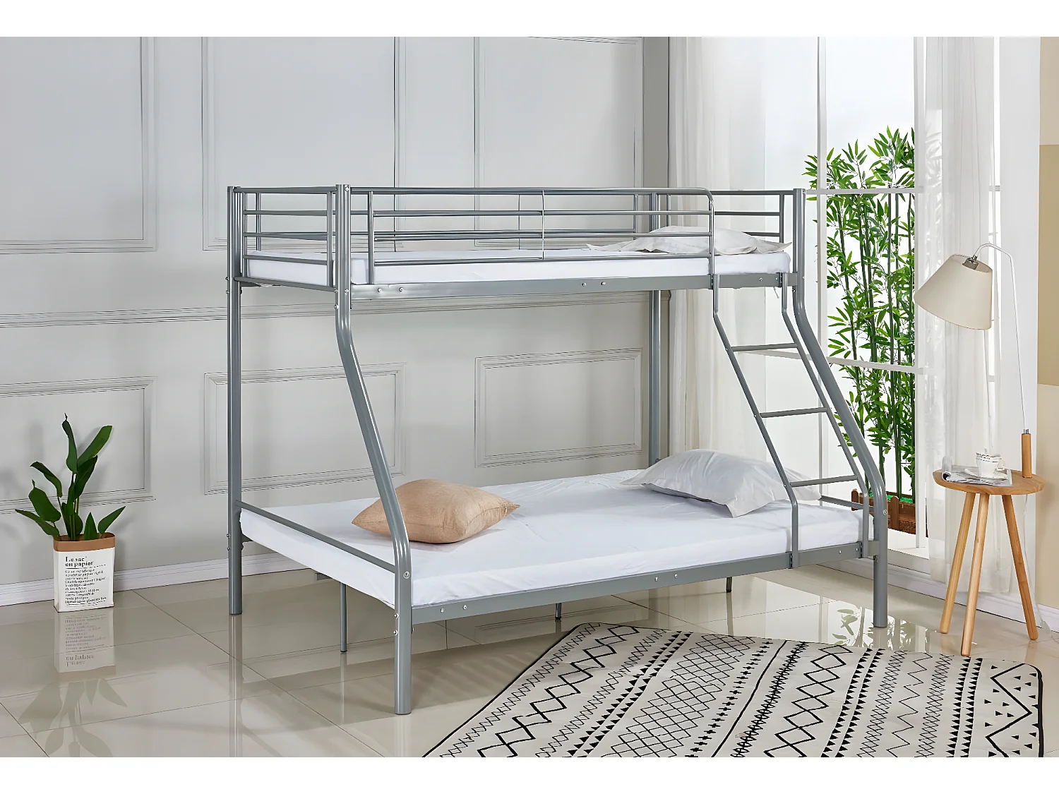 Beliche de Casal Metal Branco + 1 Colchão Superior (90x190cm)