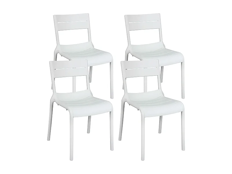 Lot de 4 chaises de terrasse en plastique blanches
