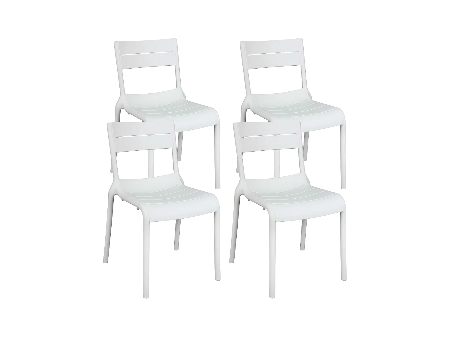 Lot de 4 chaises de terrasse en plastique blanches