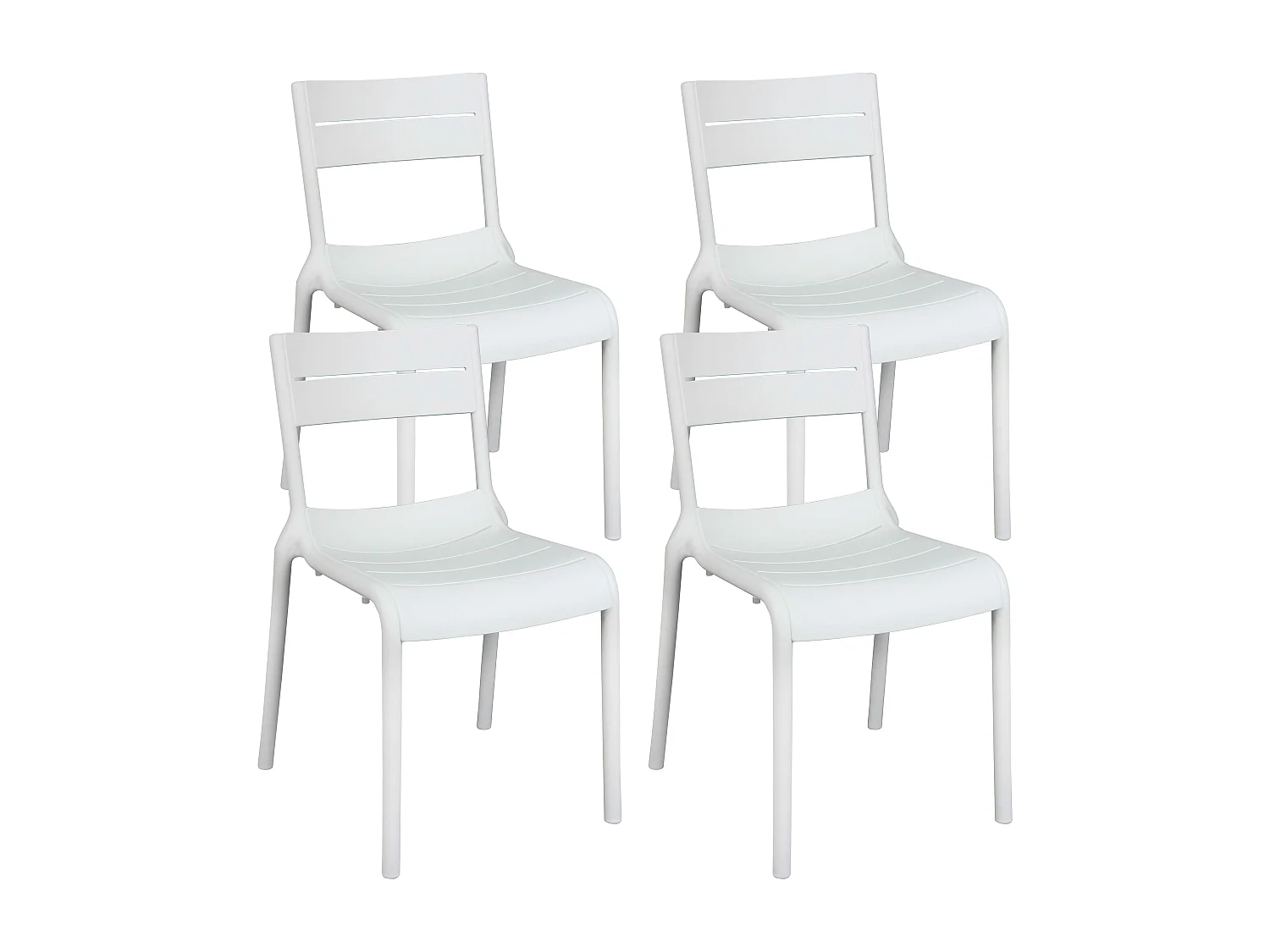 Lot de 4 chaises de terrasse en plastique blanches