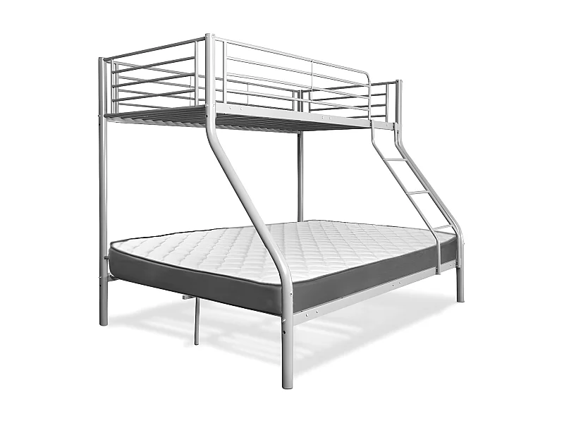 Litera de Matrimonio Metalica Gris + 1 Colchon de abajo (135x190 cm)
