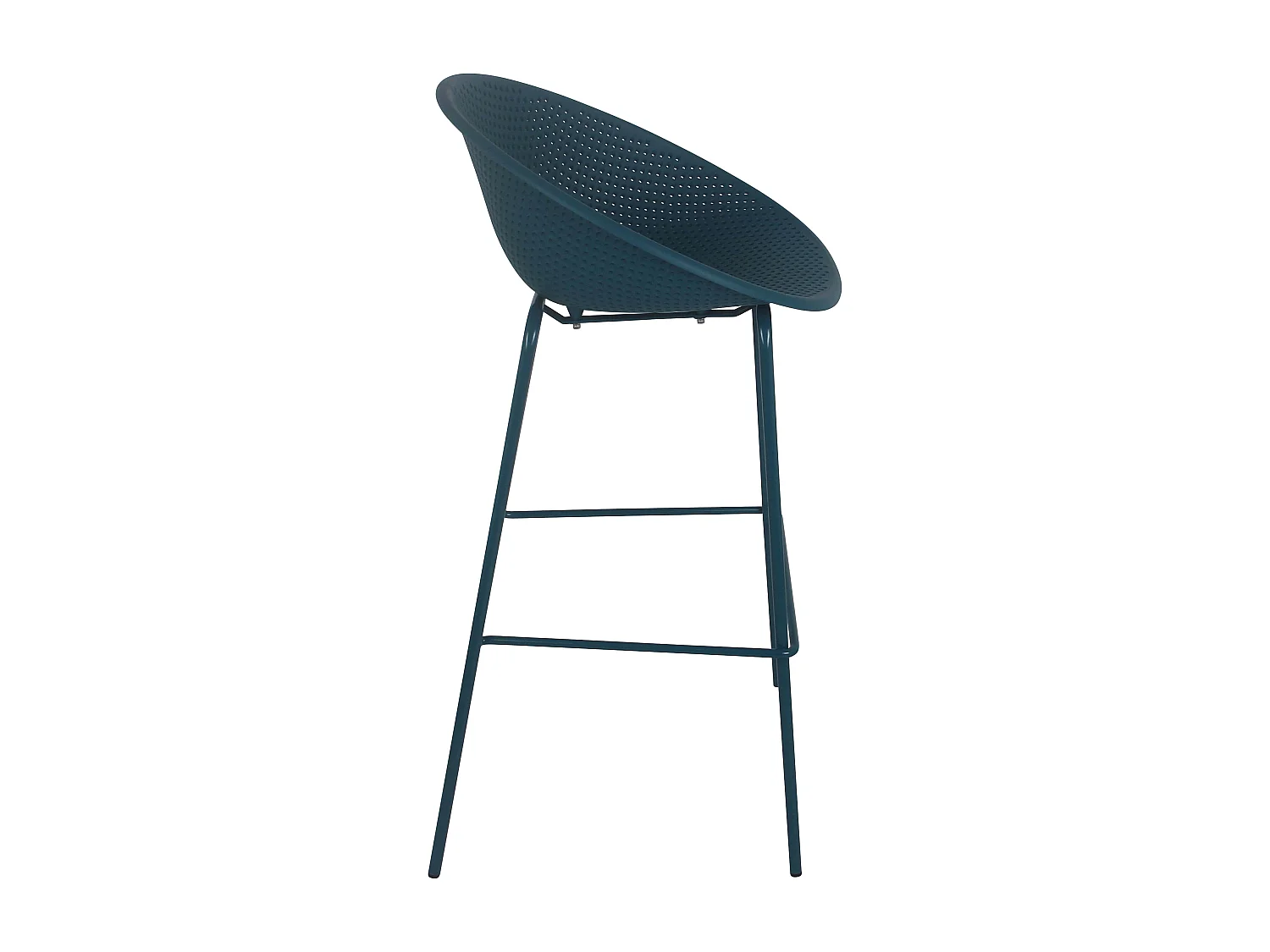 Lot de 4 chaises hautes de terrasse en plastique bleu canard