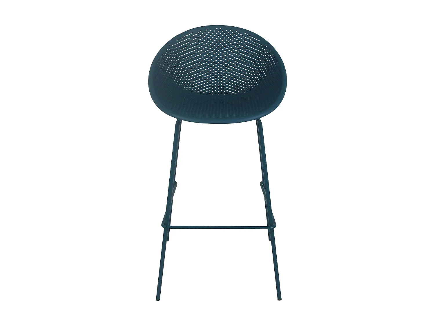 Lot de 4 chaises hautes de terrasse en plastique bleu canard