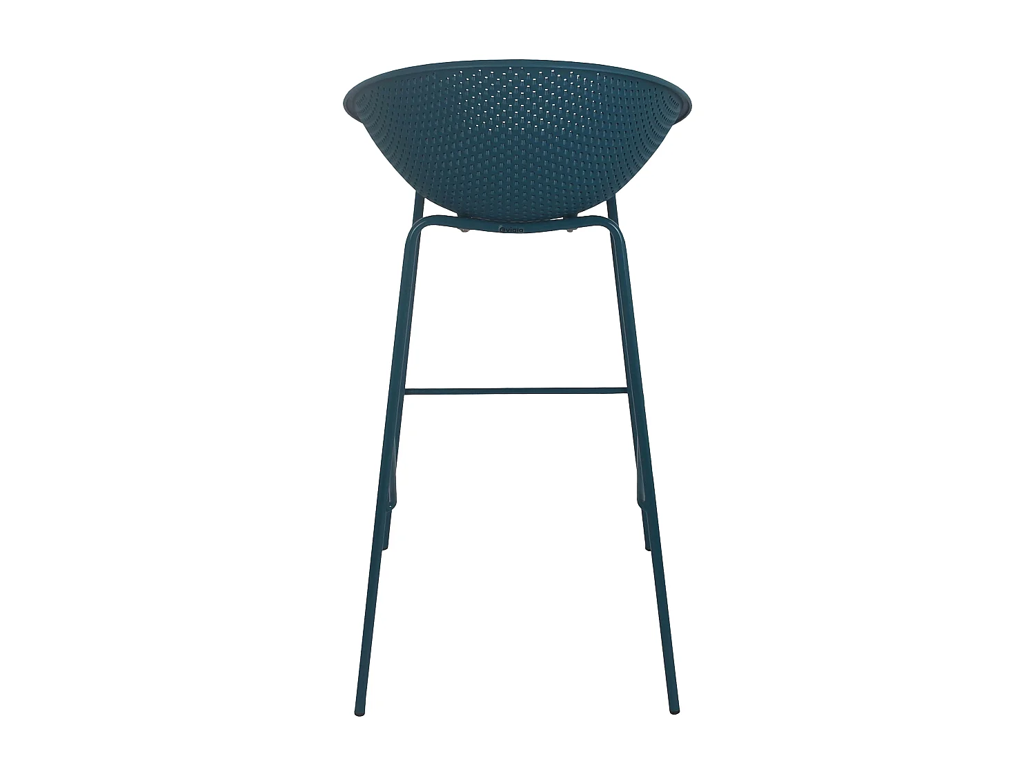 Lot de 4 chaises hautes de terrasse en plastique bleu canard