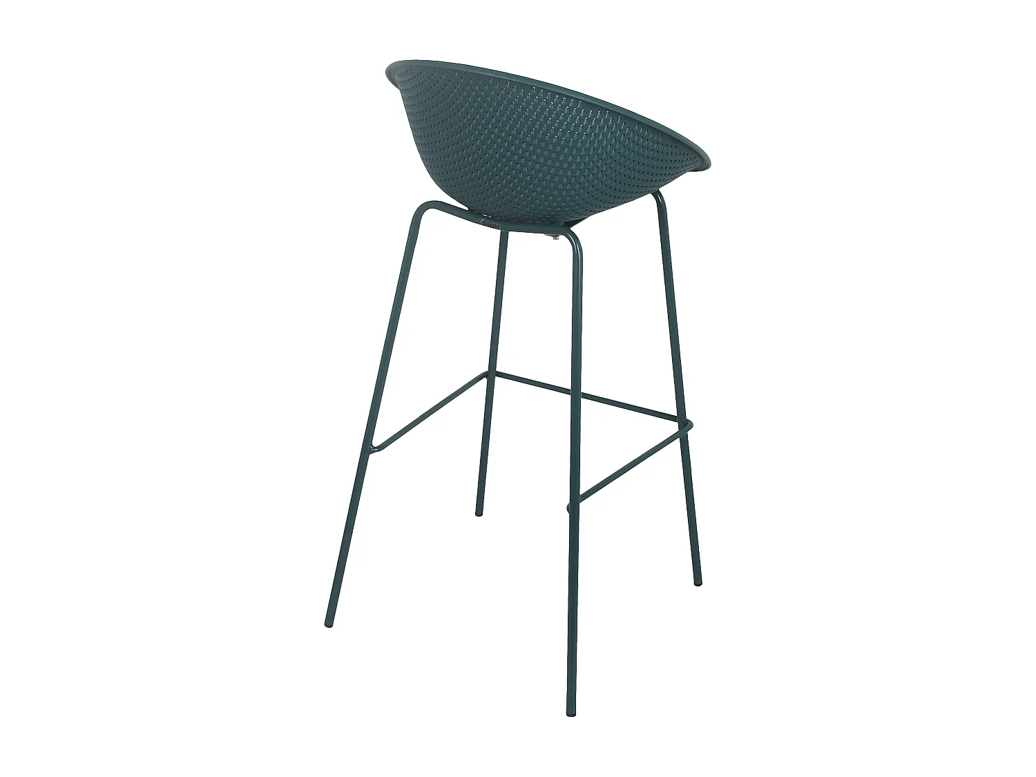 Lot de 4 chaises hautes de terrasse en plastique bleu canard