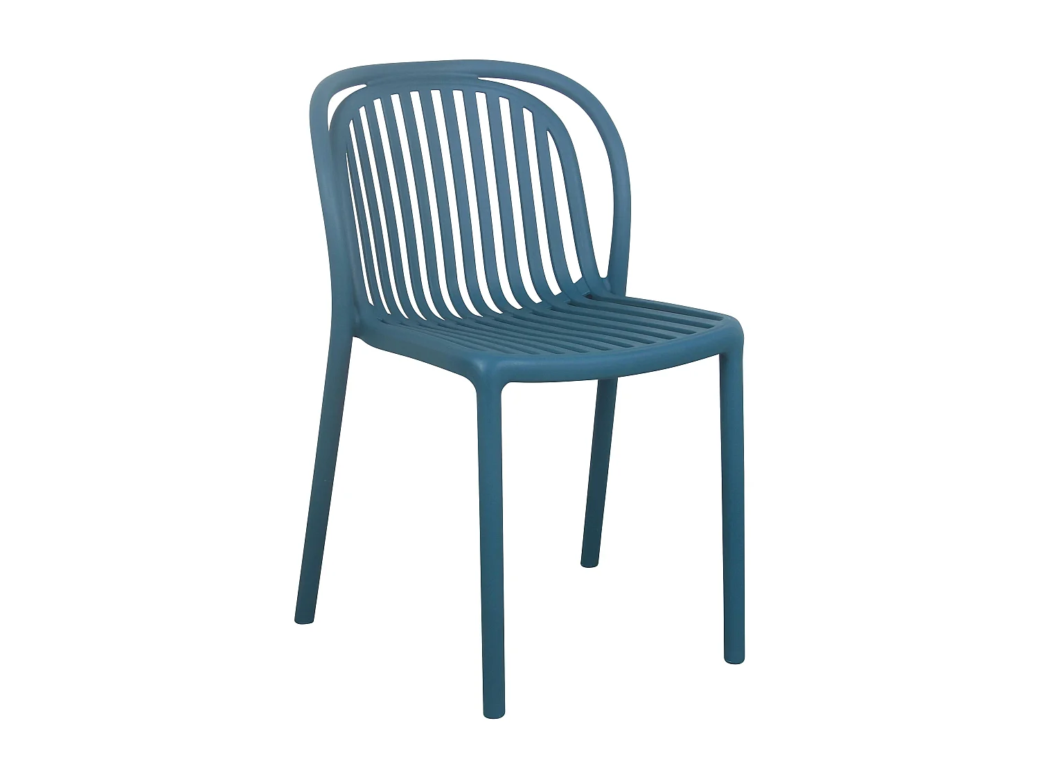 Set van 4 blauwgroen kunststof terrasstoelen