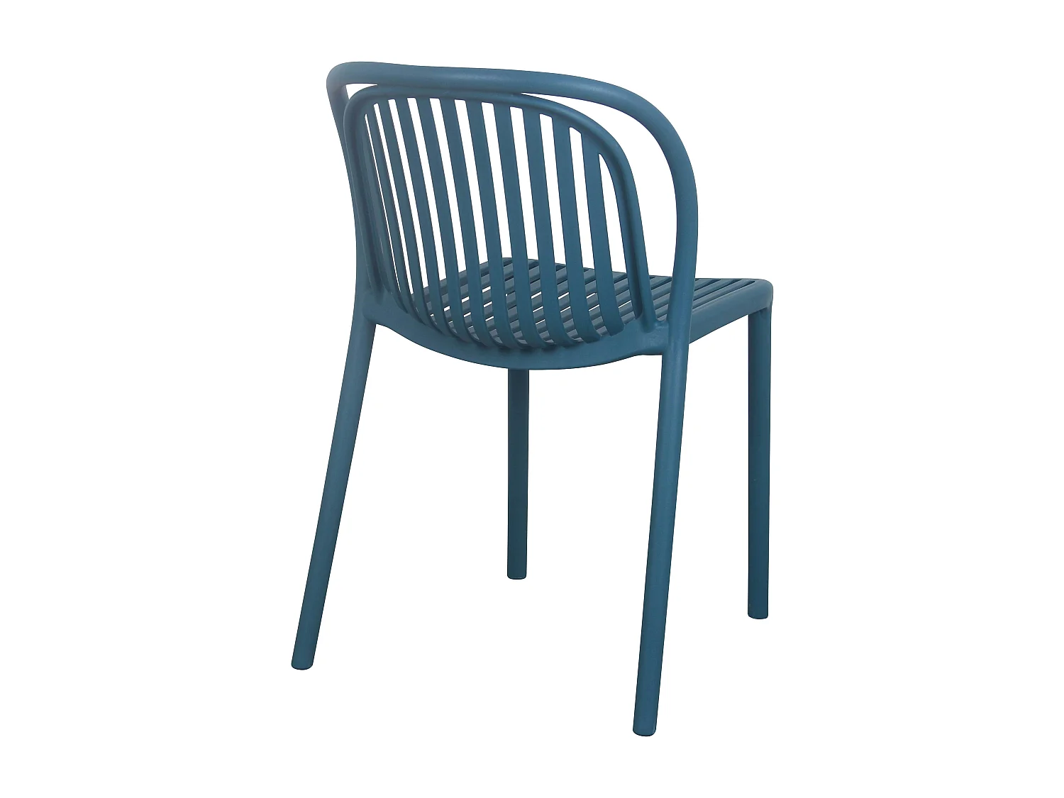 Set van 4 blauwgroen kunststof terrasstoelen