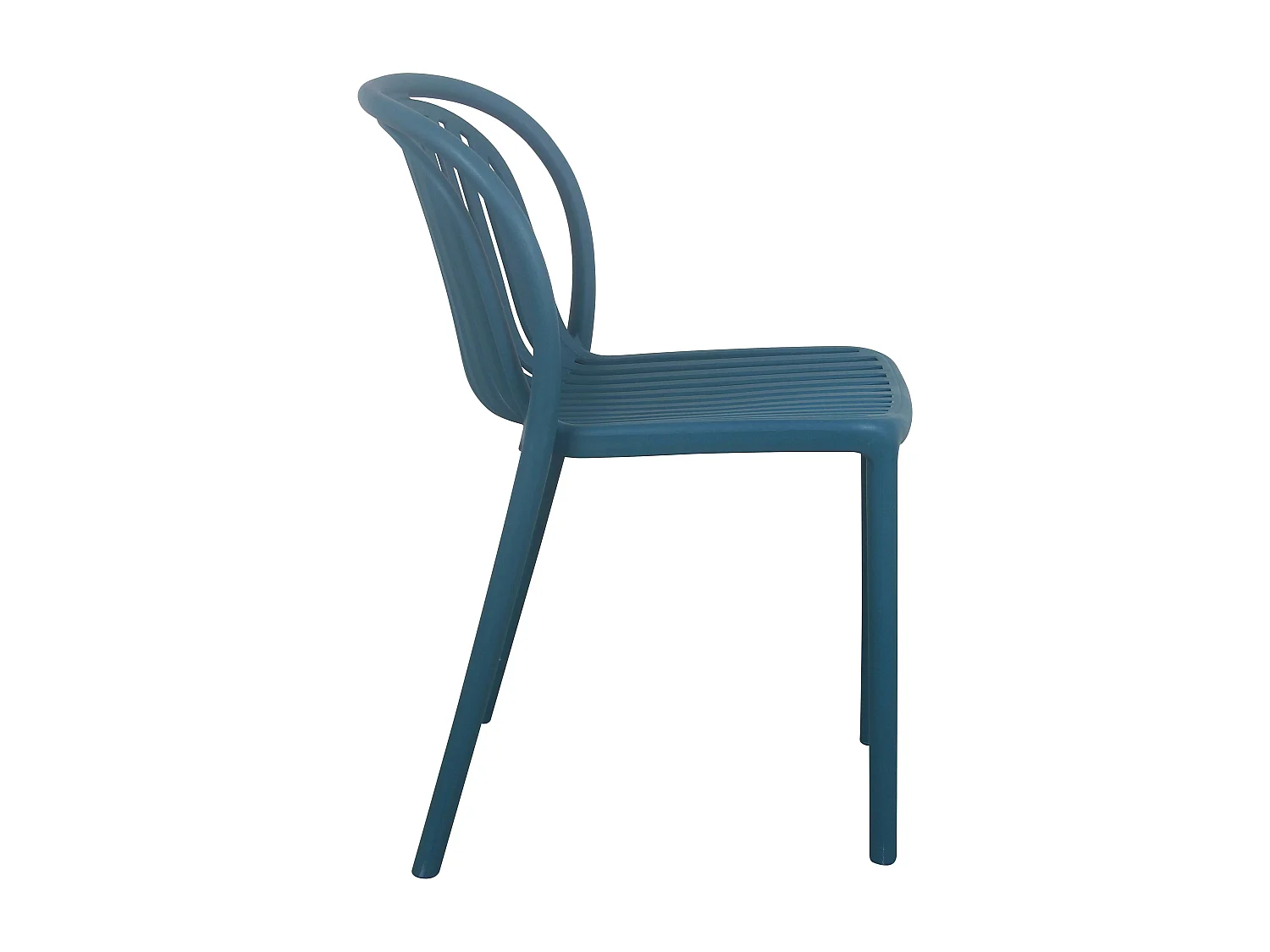 Lot de 4 chaises de terrasse en plastique bleu canard