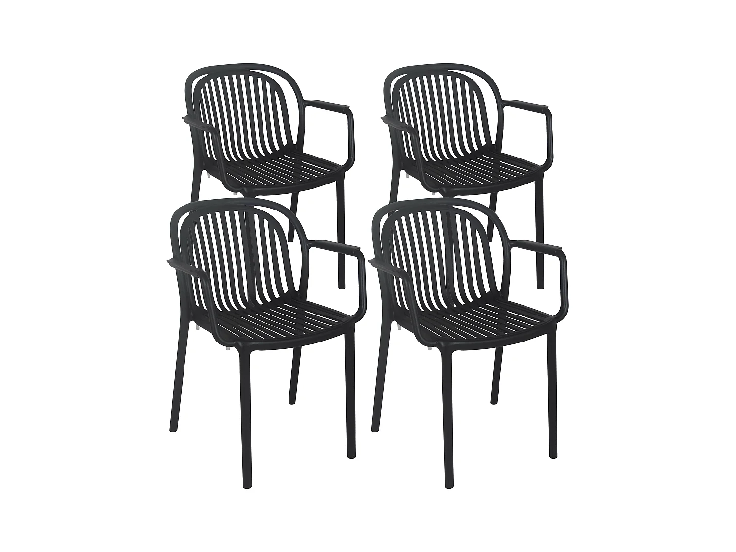 Lot de 4 fauteuils en plastique noir
